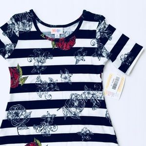 LULAROE ADELINE FLORAL ROSE STRIPE